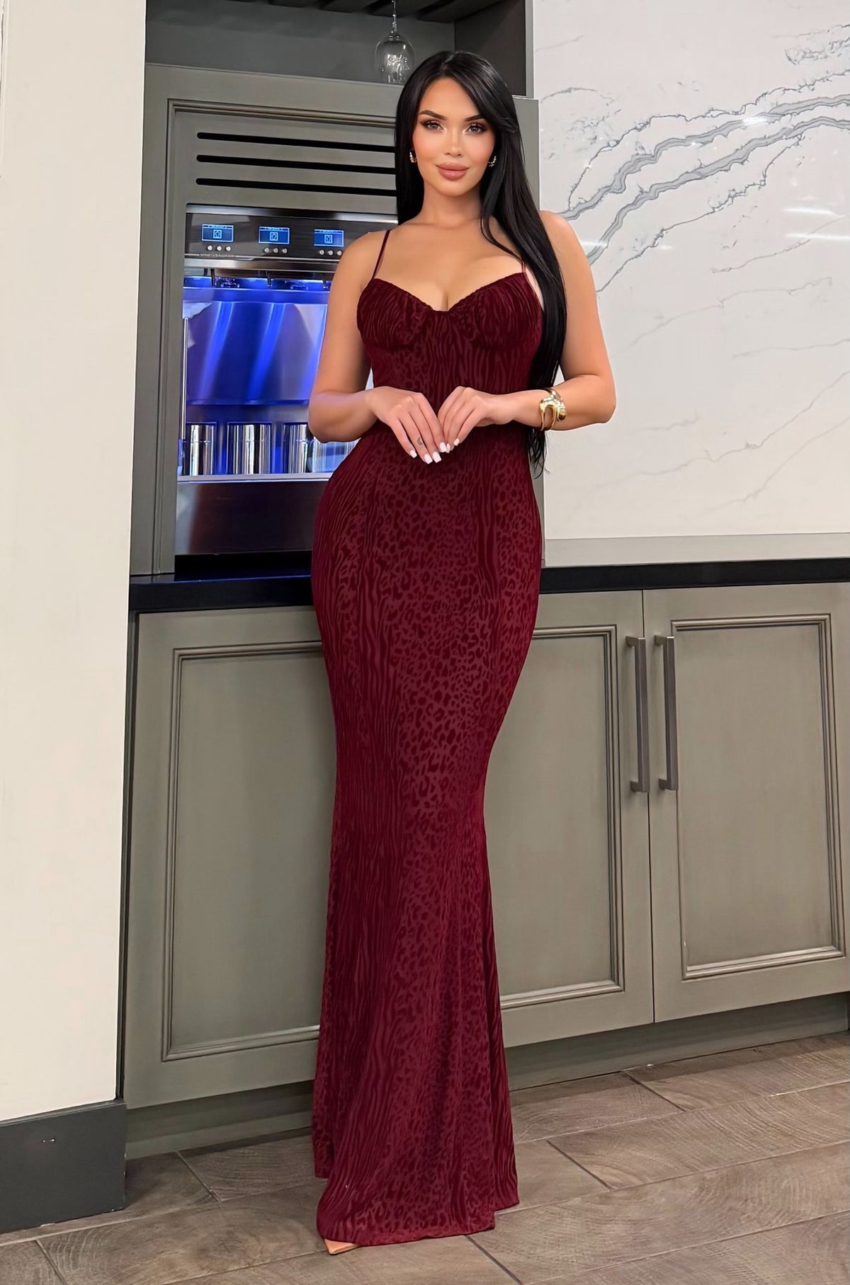 Mesh Burnout Maxi Dress – Ver Luisant