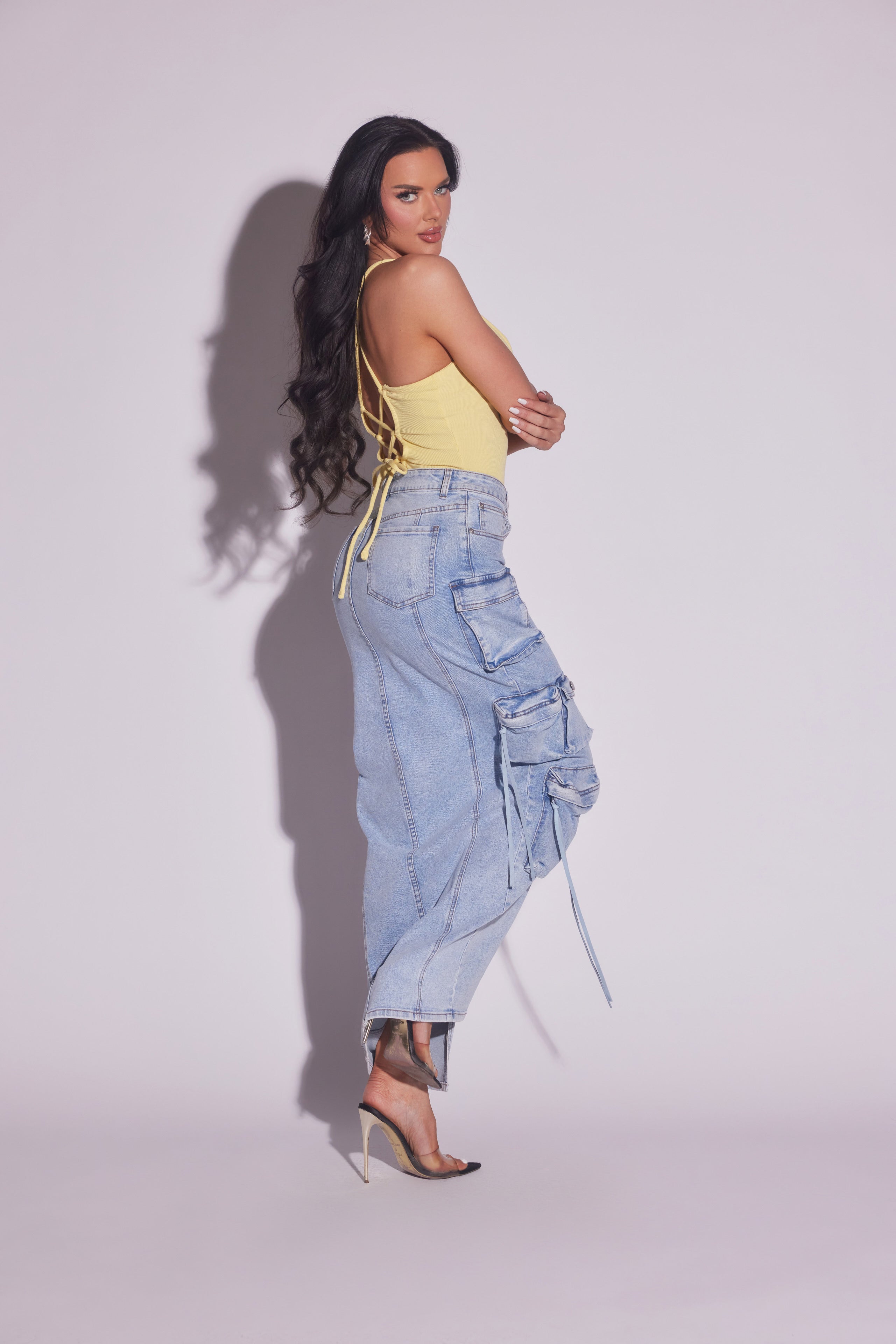 Denim Cargo Maxi Skirt – Ver Luisant