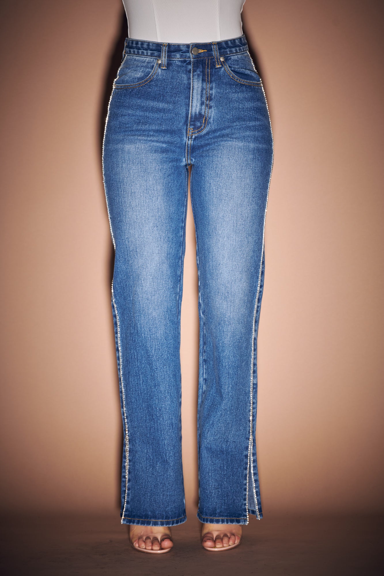 Rhinestone Straight Leg Denim