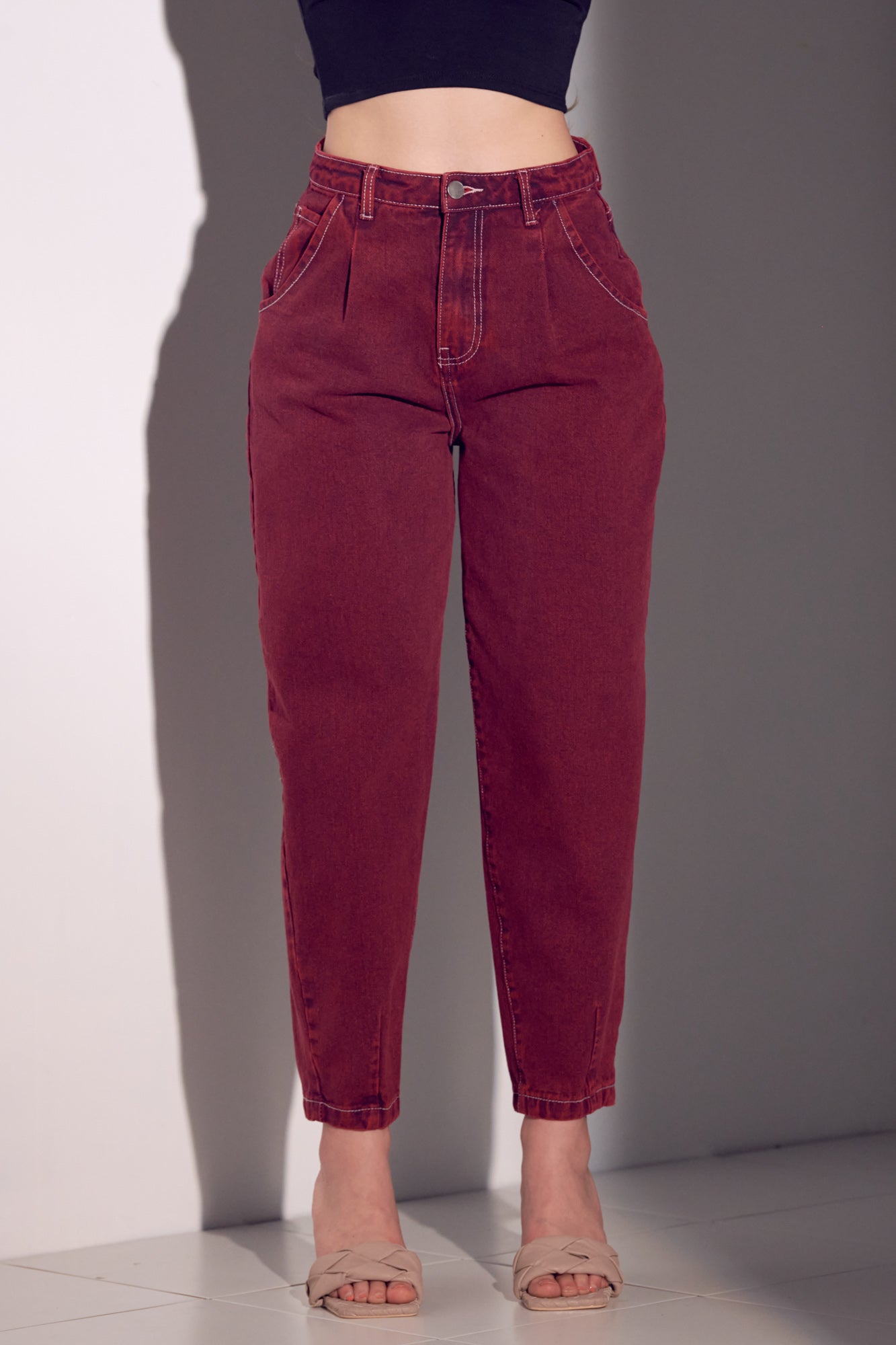 Slouchy High Rise Cotton Jeans