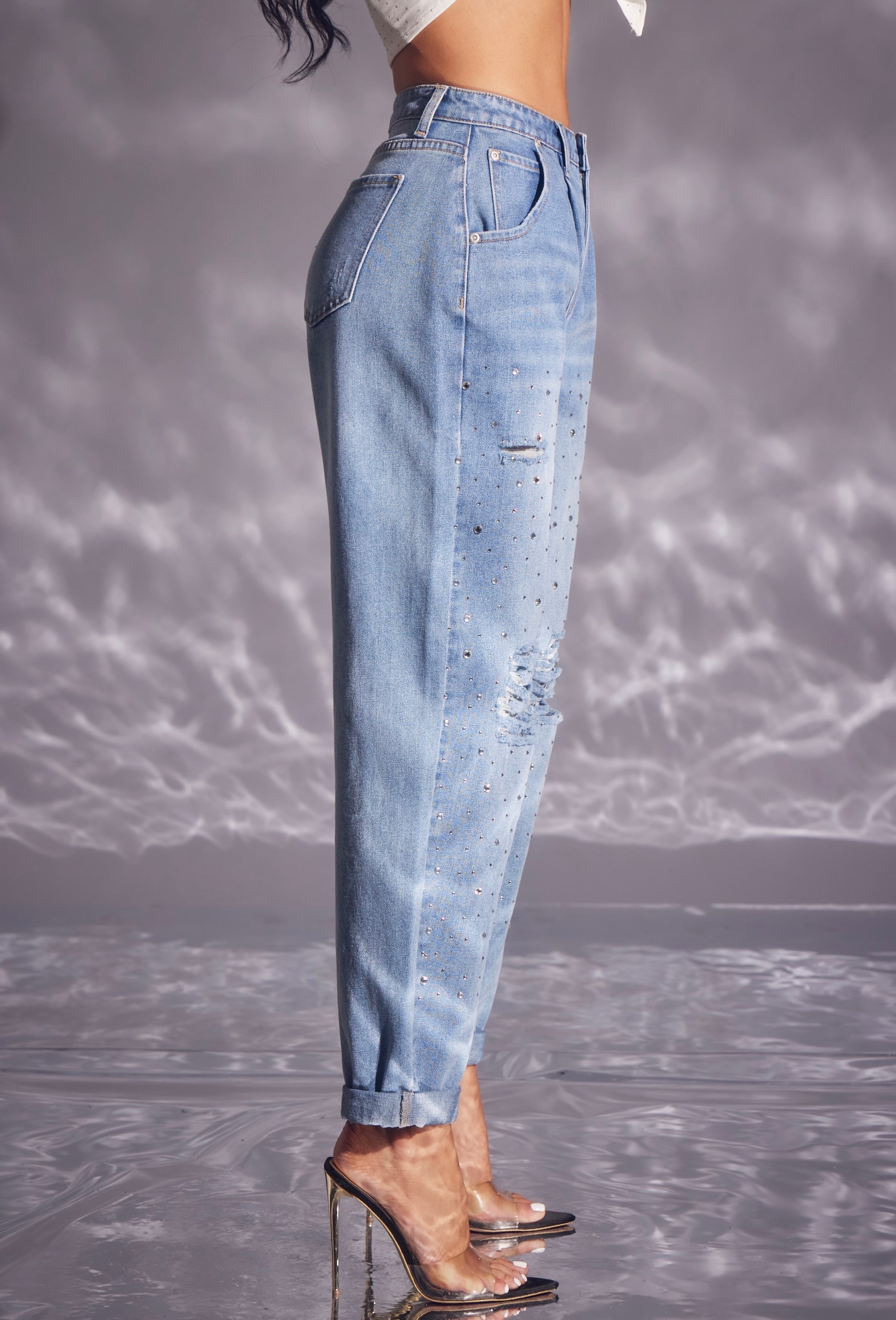 Rhinestone Boyfriend Jeans