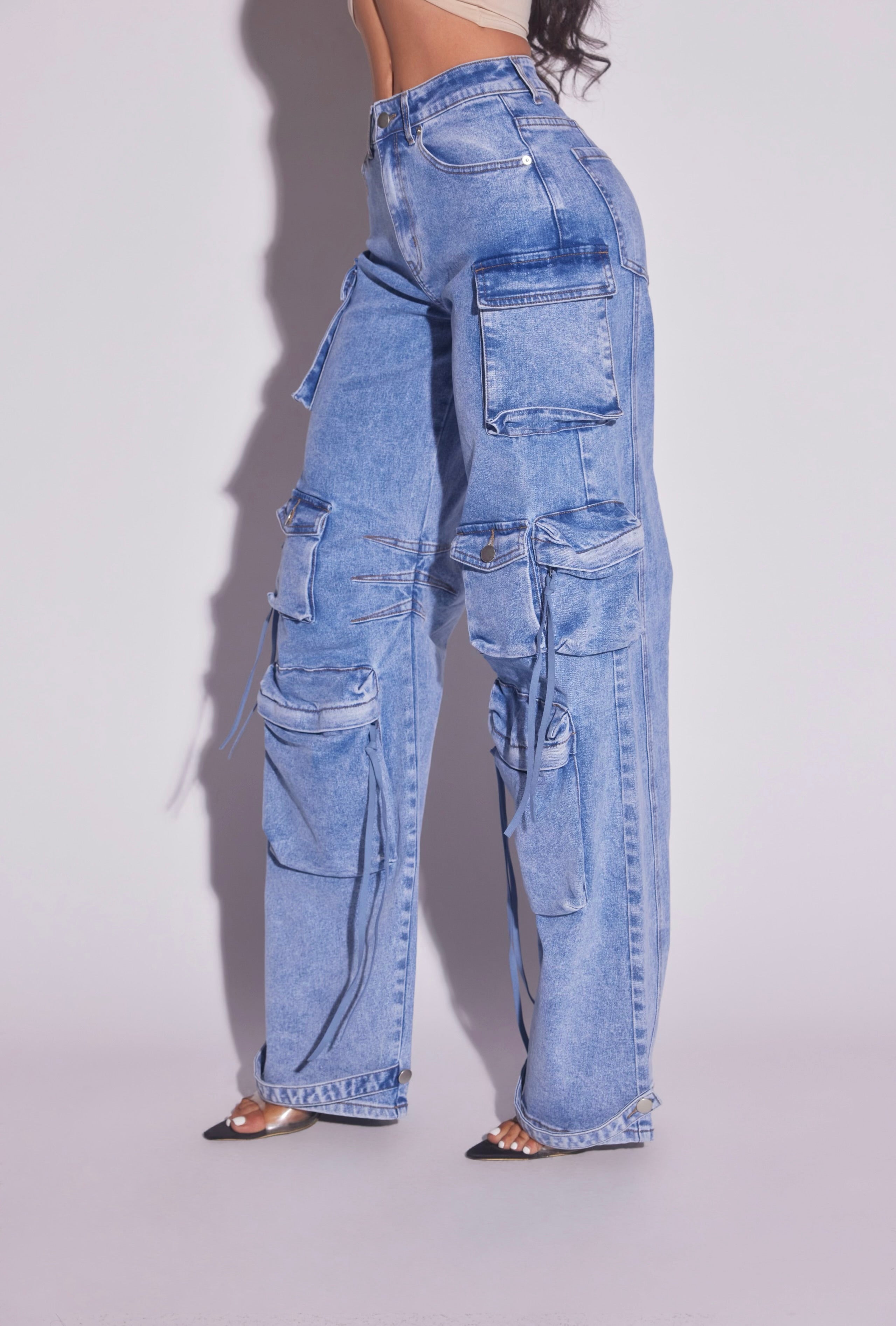 Best Seller Cargo Denim Jeans Acid  Wash