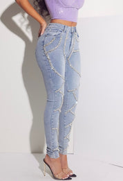 Rhinestone Pattern Skinny Jeans