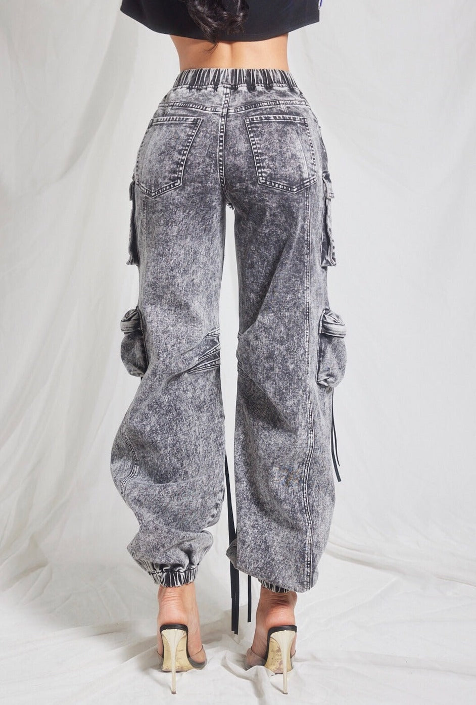 Acid Wash Cargo Jogger Denim