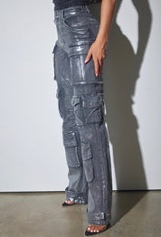 Metallic Foil Cargo Denim