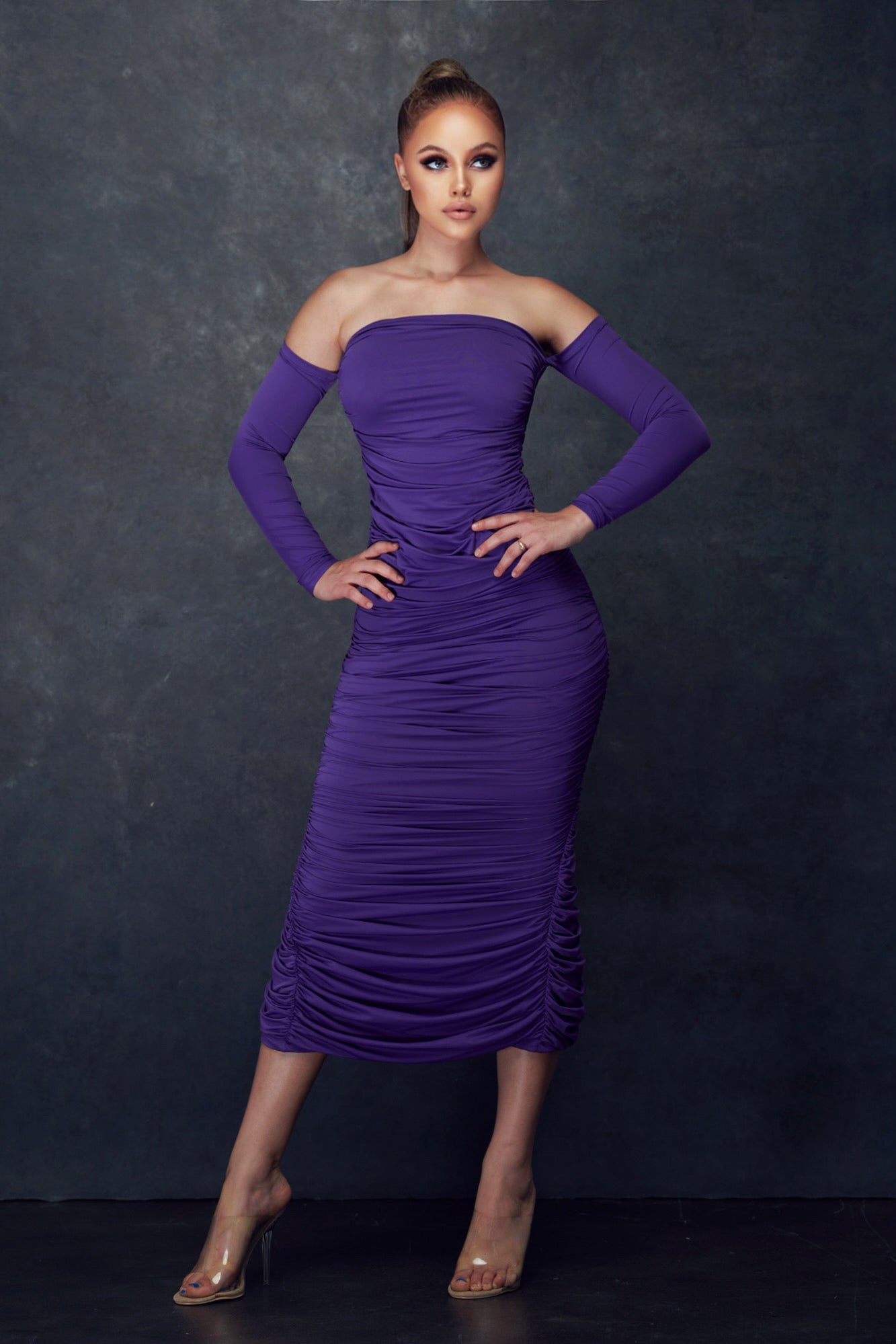 Sexy Ruched Midi Dress