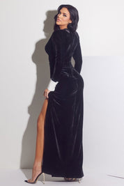 Velvet Long Sleeve Maxi Dress