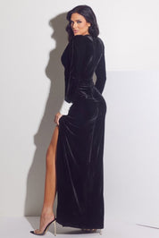 Velvet Long Sleeve Maxi Dress