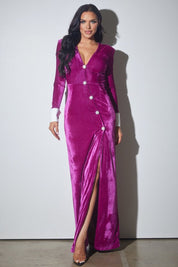 Velvet Long Sleeve Maxi Dress