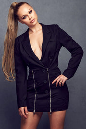 Double Zipper Blazer Dress