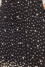 Sleeveless Rhinestone Pearl Lurex Mini Dress