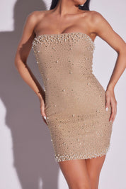 Rhinestone Pearl Lurex Mini Dress