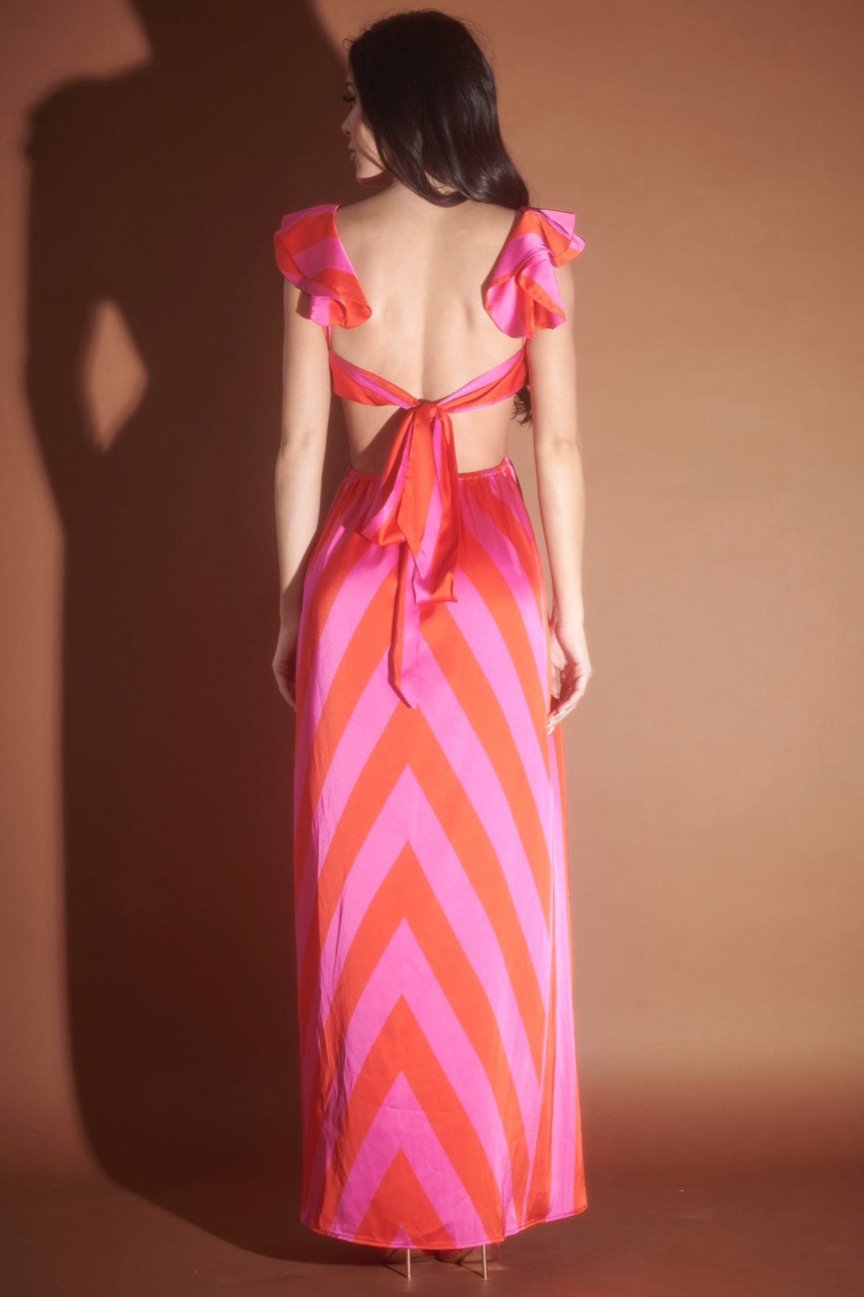 Satin Print Maxi Dress