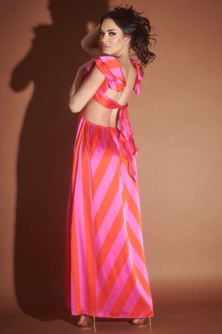 Satin Print Maxi Dress