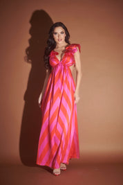 Satin Cutout Maxi Dress