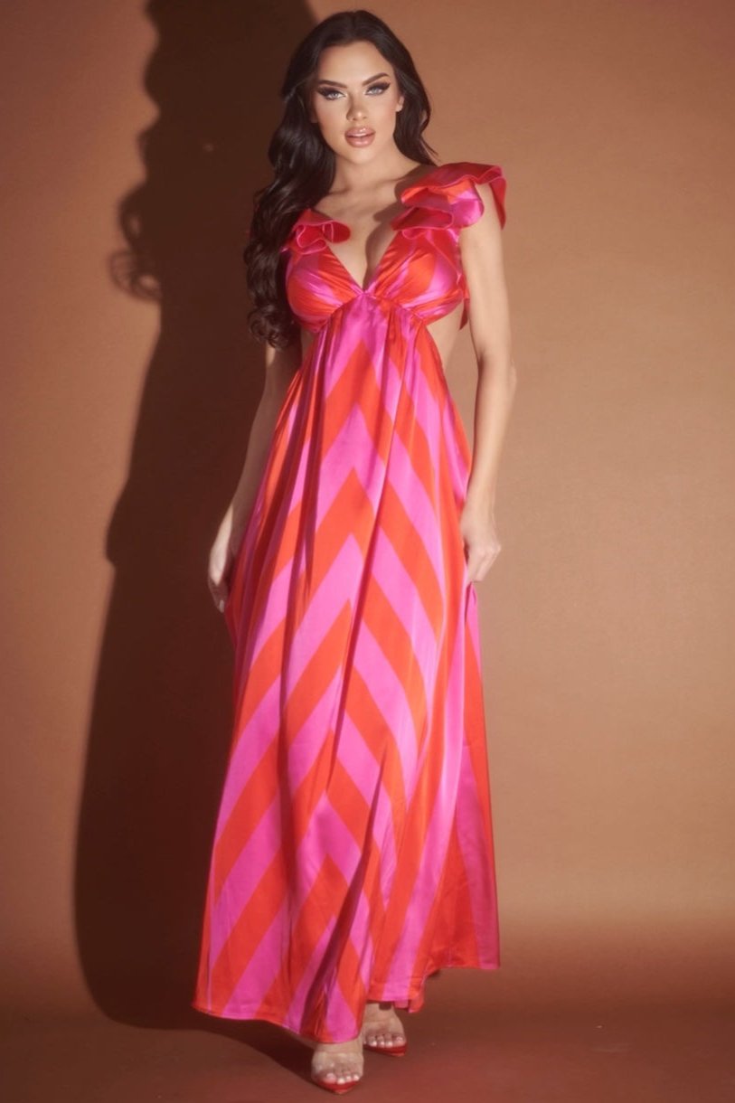 Satin Print Maxi Dress