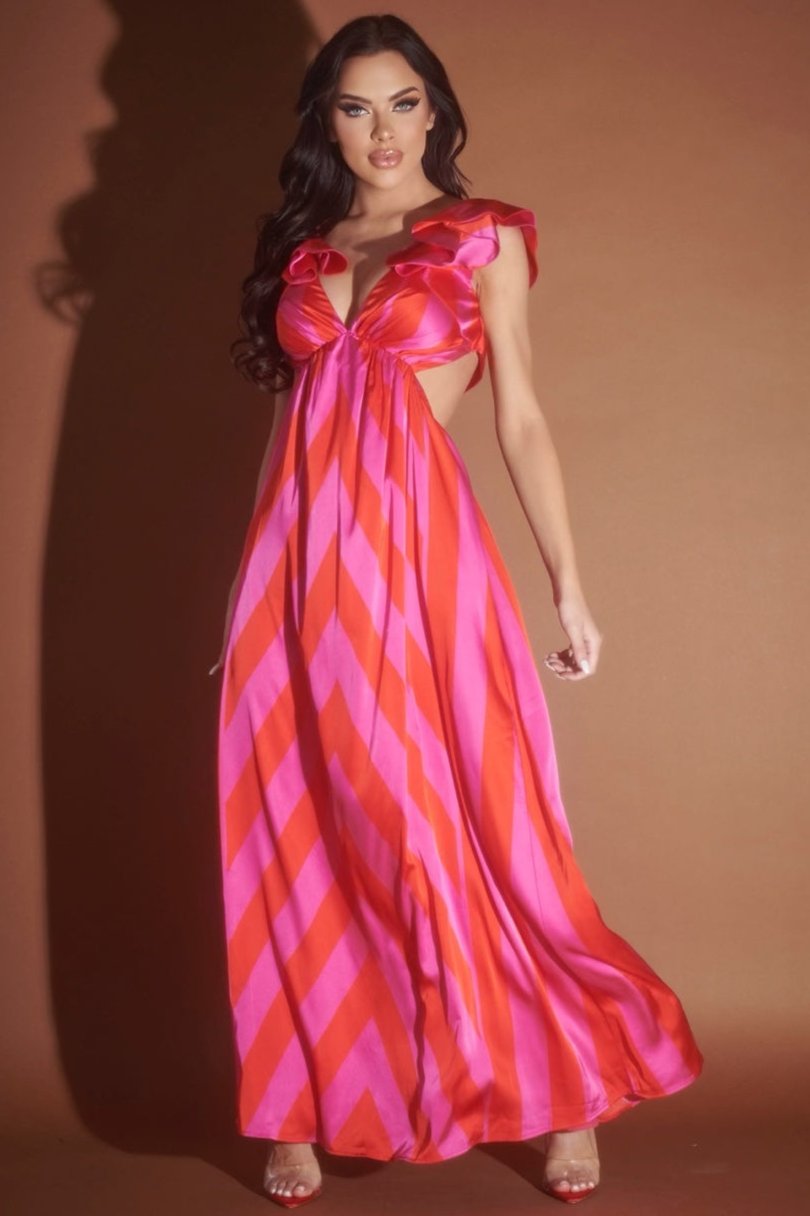 Satin Print Maxi Dress