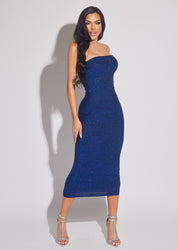 Sleeveless Rhinestone Lurex Midi Dress