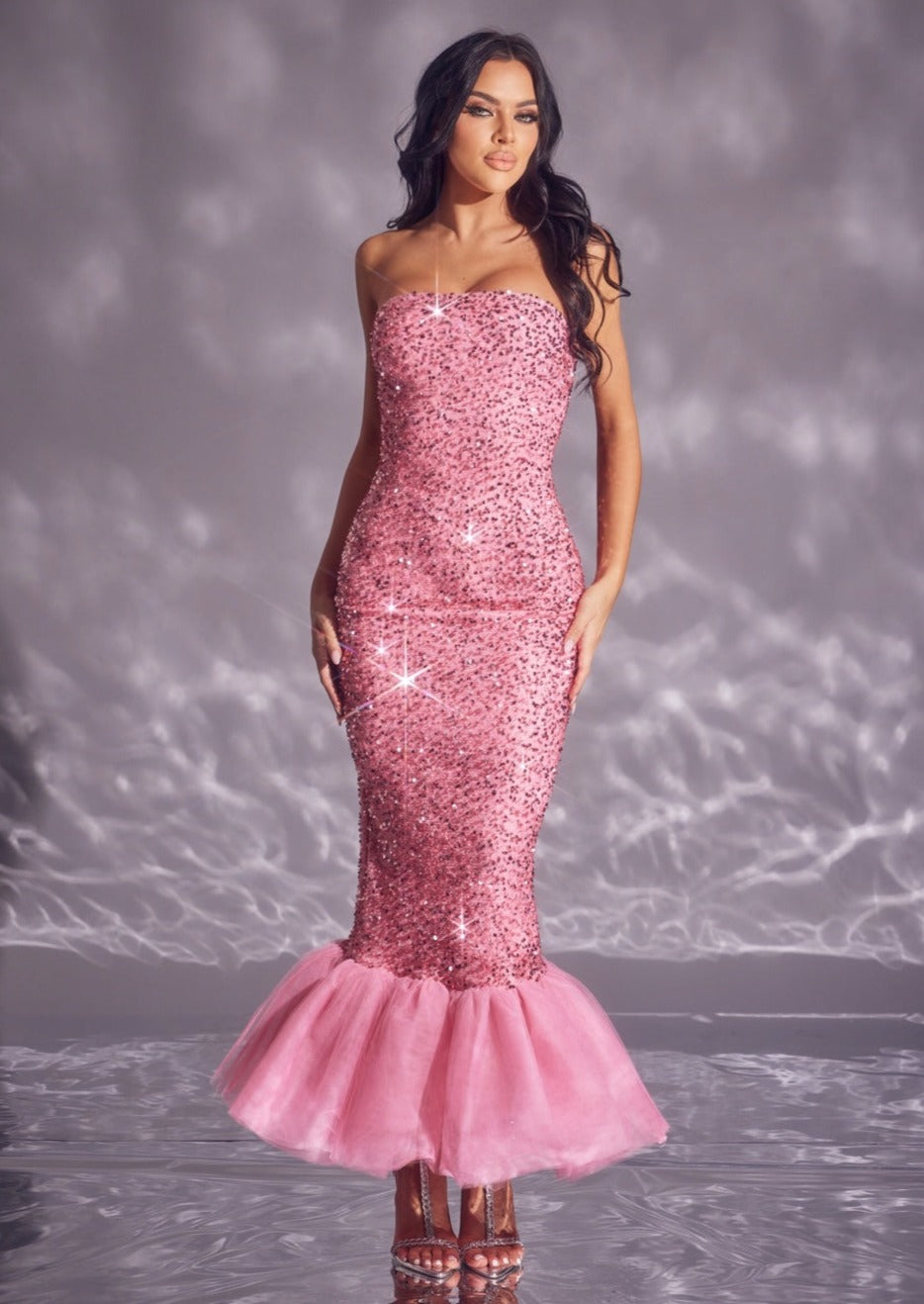 Strapless Sequin Mermaid Formal Dress