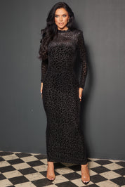 Long Sleeve Animal Print Maxi Gown