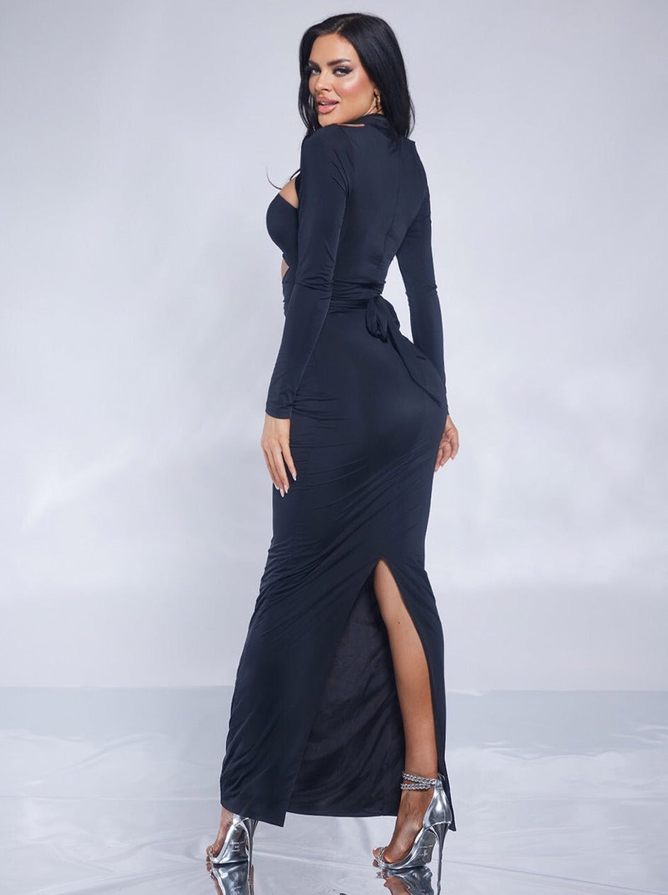 Long Sleeve Cutout Bodycon Maxi Dress