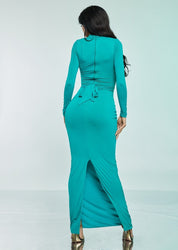 Long Sleeve Cutout Bodycon Maxi Dress