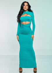 Long Sleeve Cutout Bodycon Maxi Dress