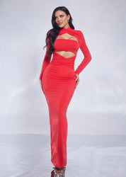 Long Sleeve Cutout Bodycon Maxi Dress