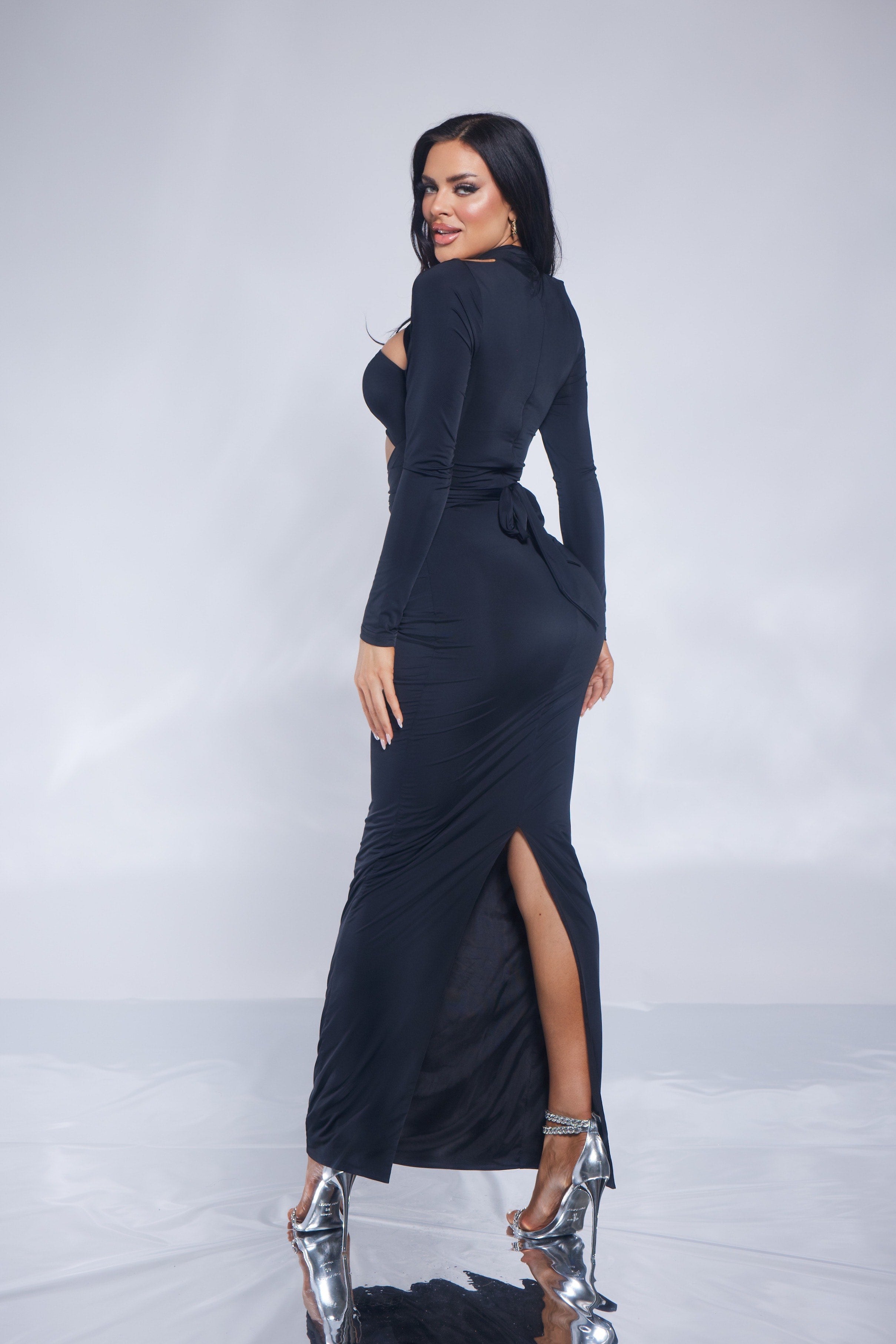 maxi cut out bodycon dress Black Maxi Dress