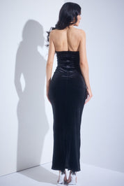 Rhinestone Velvet Corset Maxi Gown