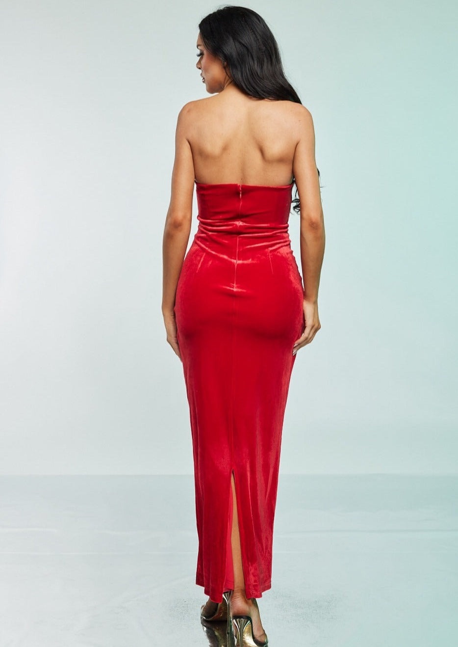 Rhinestone Velvet Corset Maxi Gown