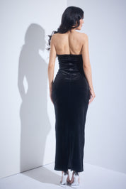 Rhinestone Velvet Corset Maxi Gown