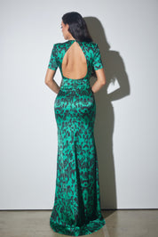 Satin Animal Print Maxi Dress