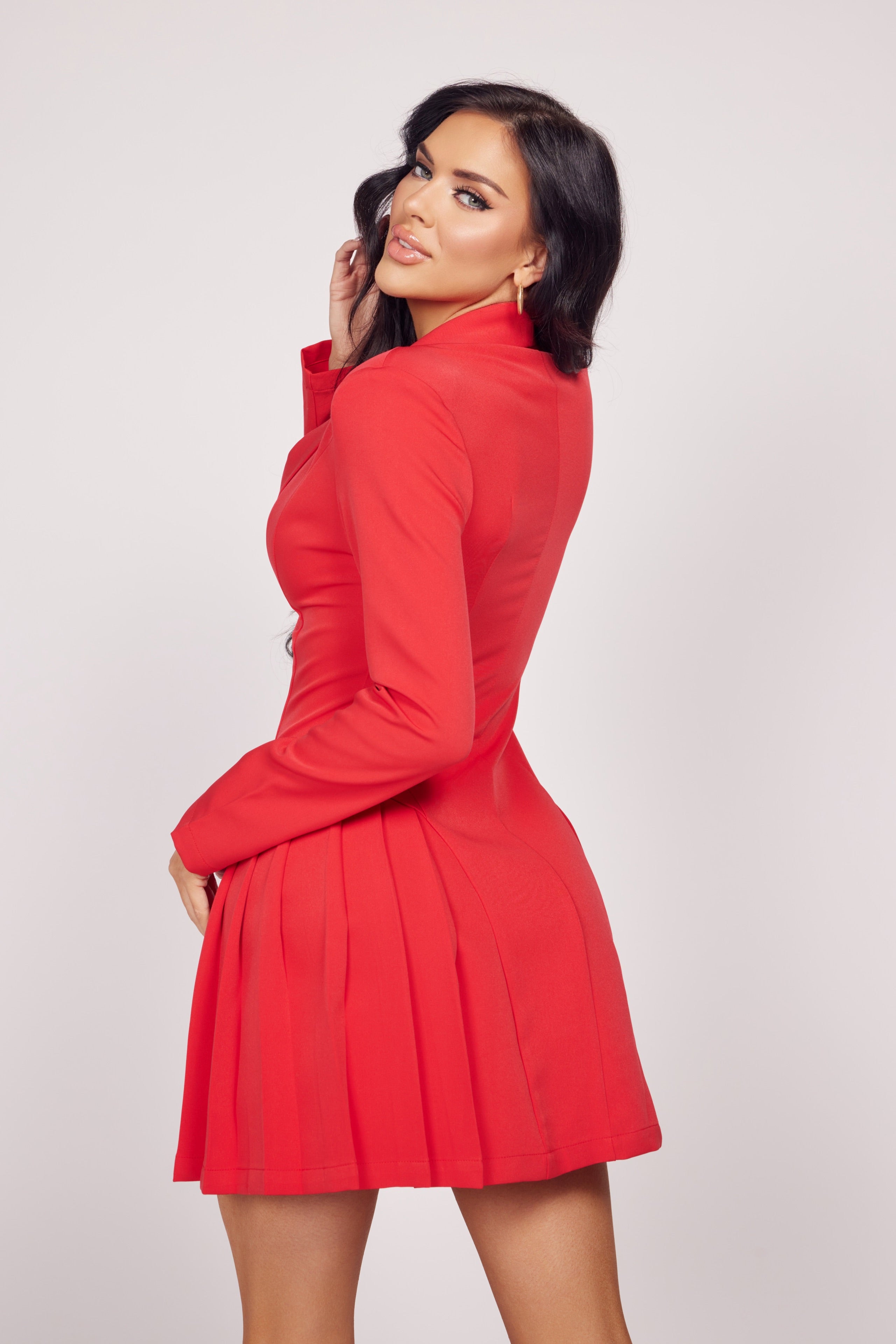 Blazer Chic Mini Pleated Dress