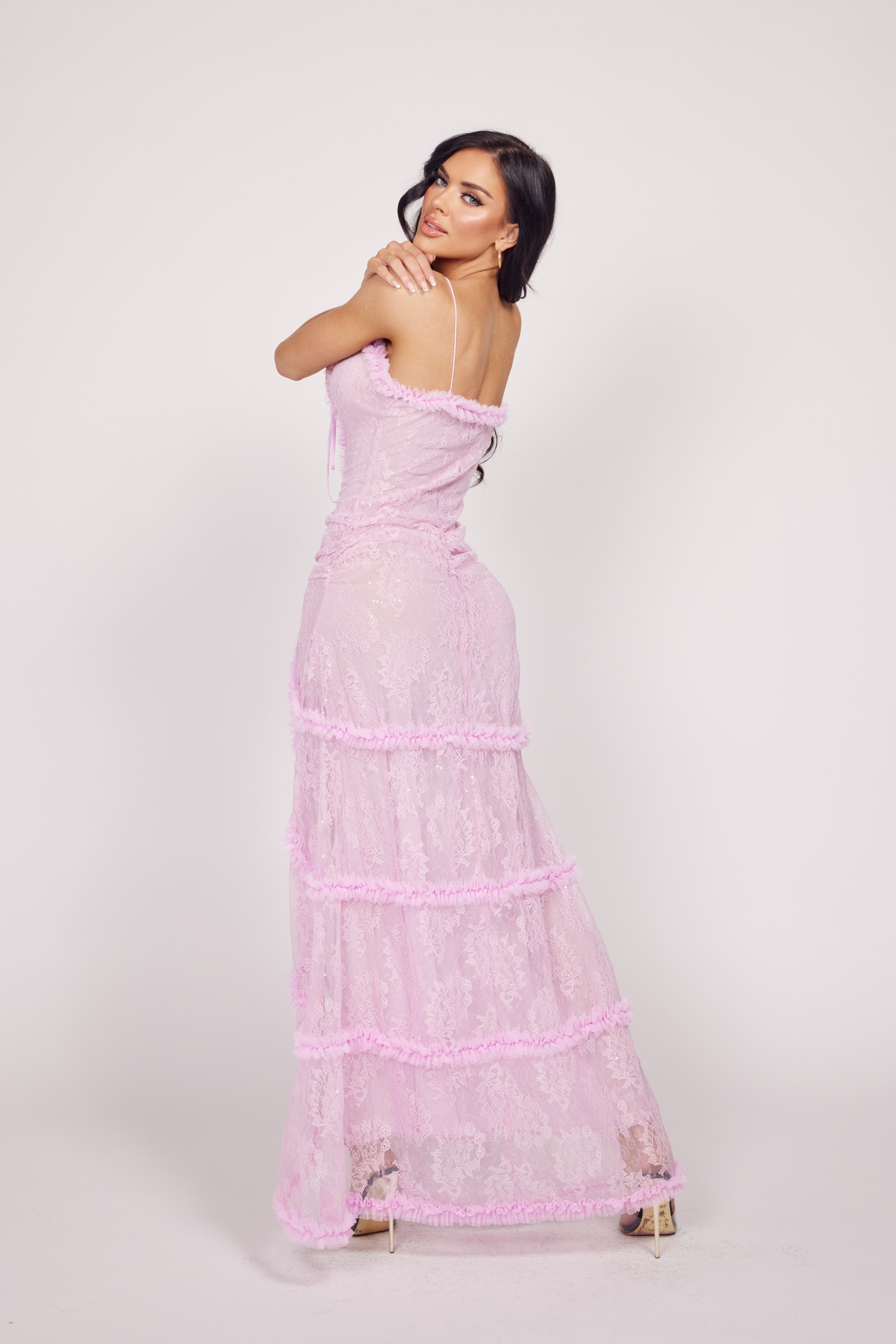 Viral Lace Sequin Maxi Dress