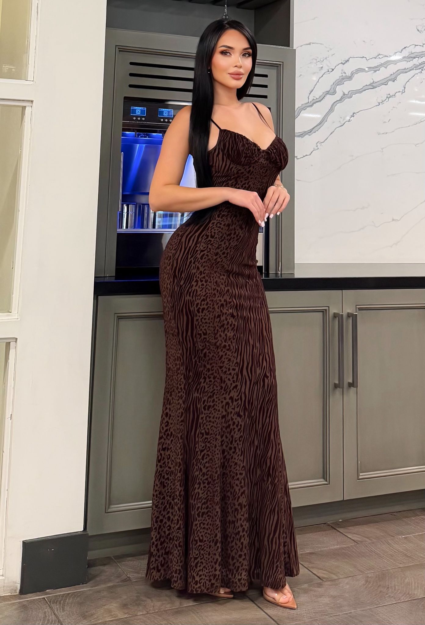 Mesh Burnout Maxi Dress