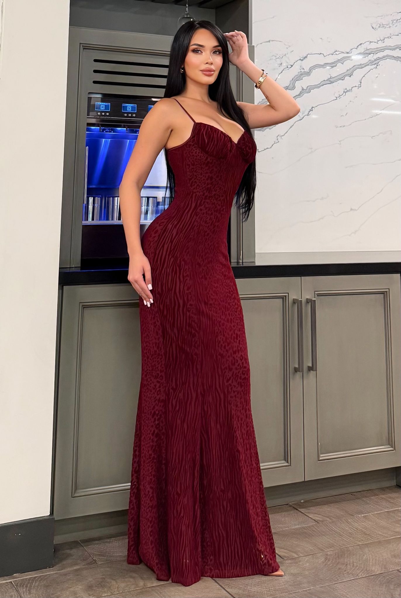 Mesh Burnout Maxi Dress