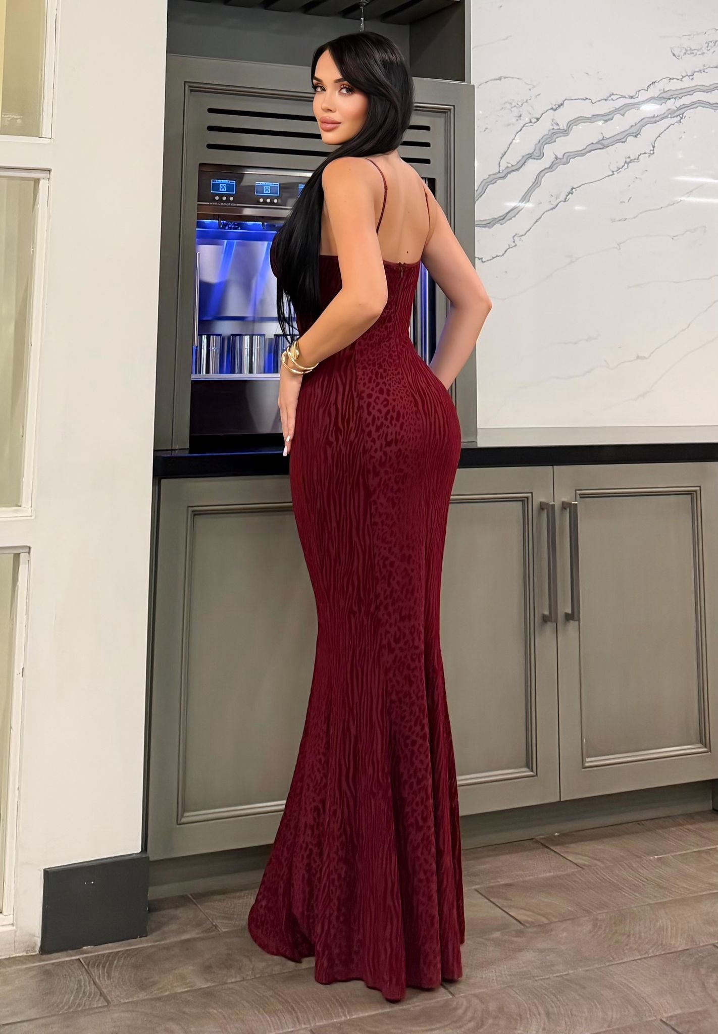 Mesh Burnout Maxi Dress