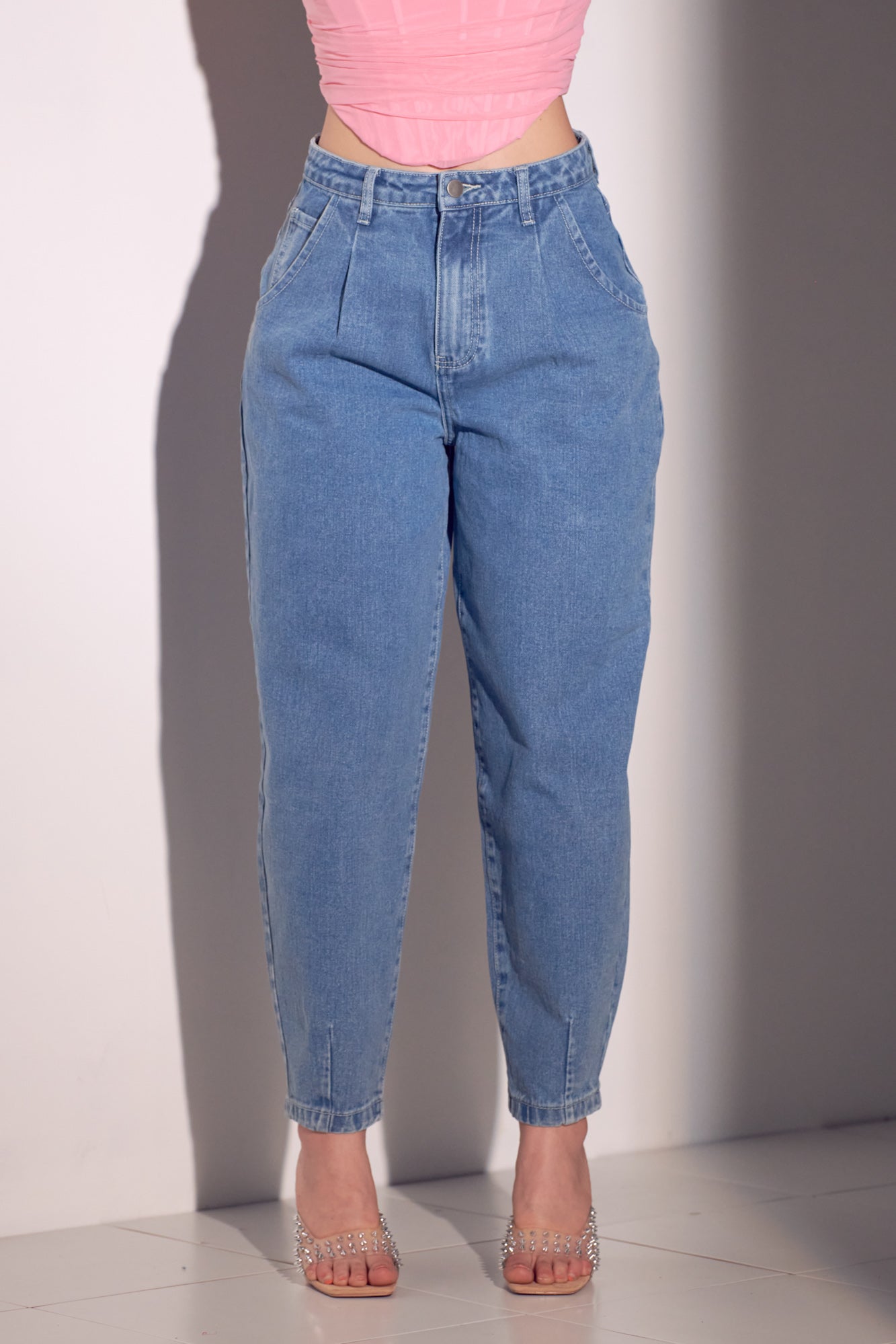 Slouchy High Rise Cotton Jeans