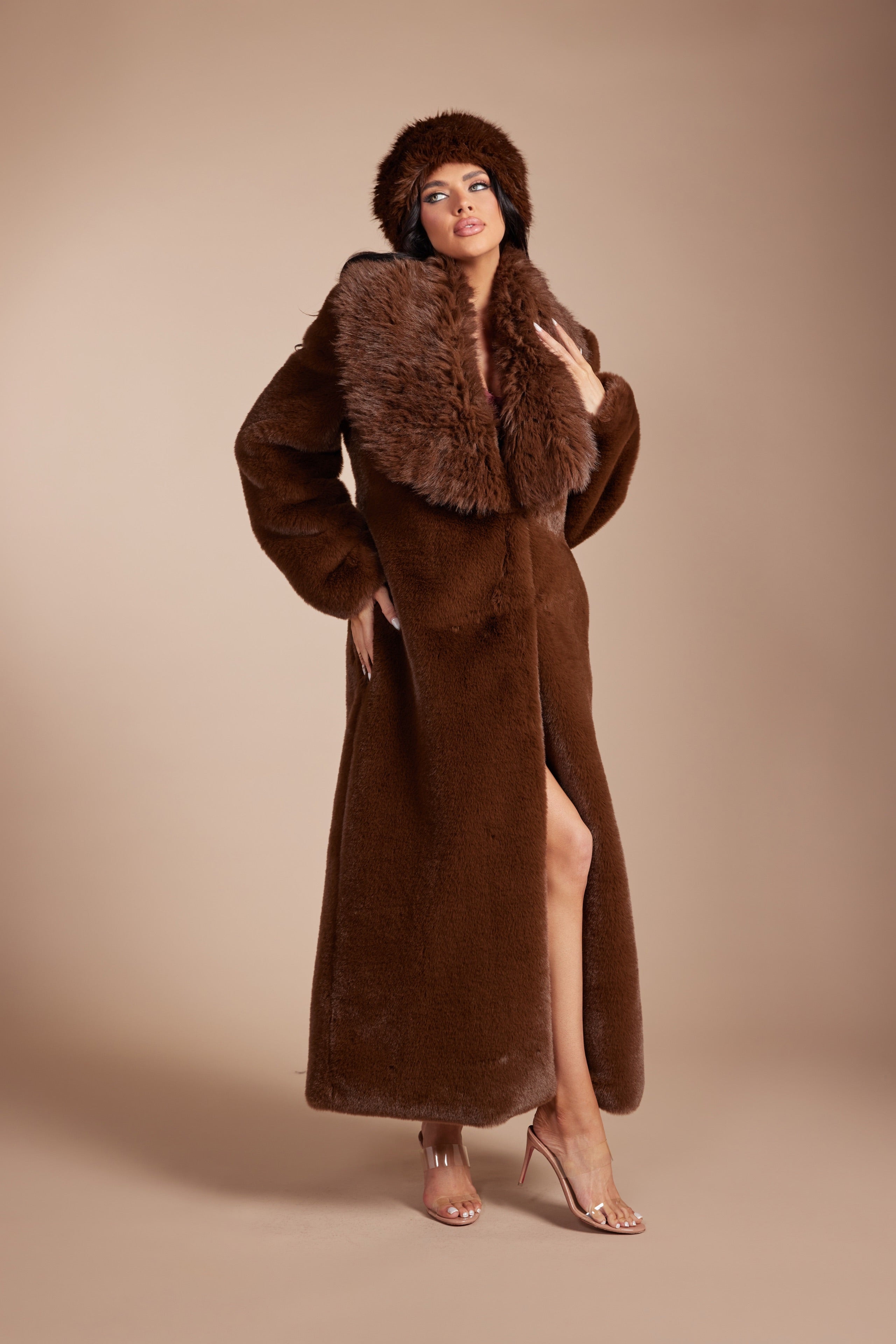 Plush Faux Fur Beanie Cossack Style Winter Statement Hat