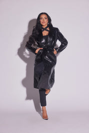 Snake Print Embossed Trench Coat