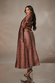 Snake Print Embossed Long Jacket