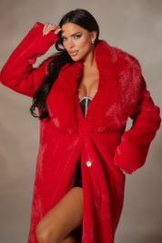 Luxe Faux Fur Long Coat- Valentine Limited Collection