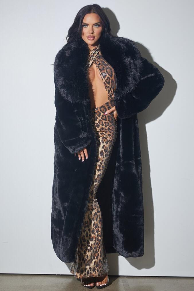 Faux Fur Full Length Coat