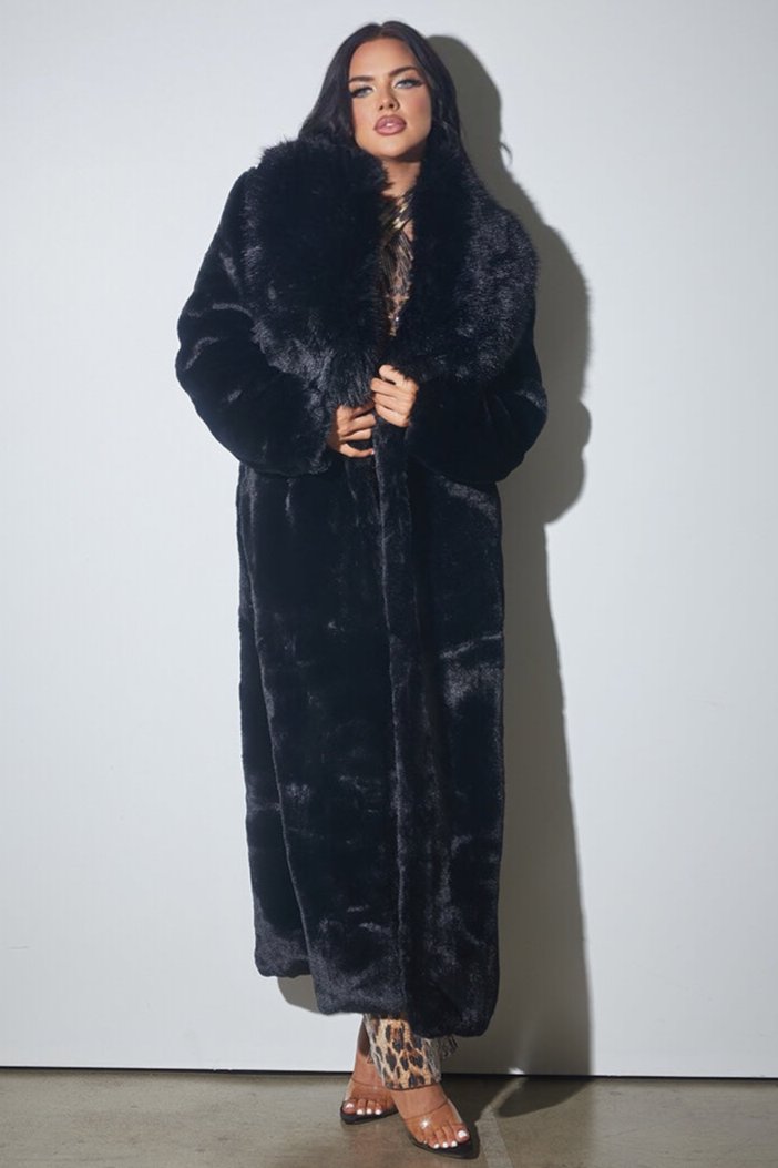 Faux Fur Full Length Coat