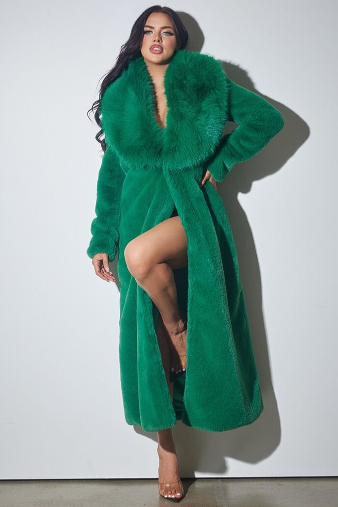 Faux Fur Full Length Coat