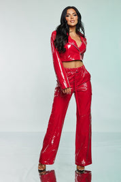 Patent Leather Feel Trousers