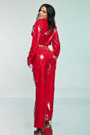 Patent Leather Feel Trousers