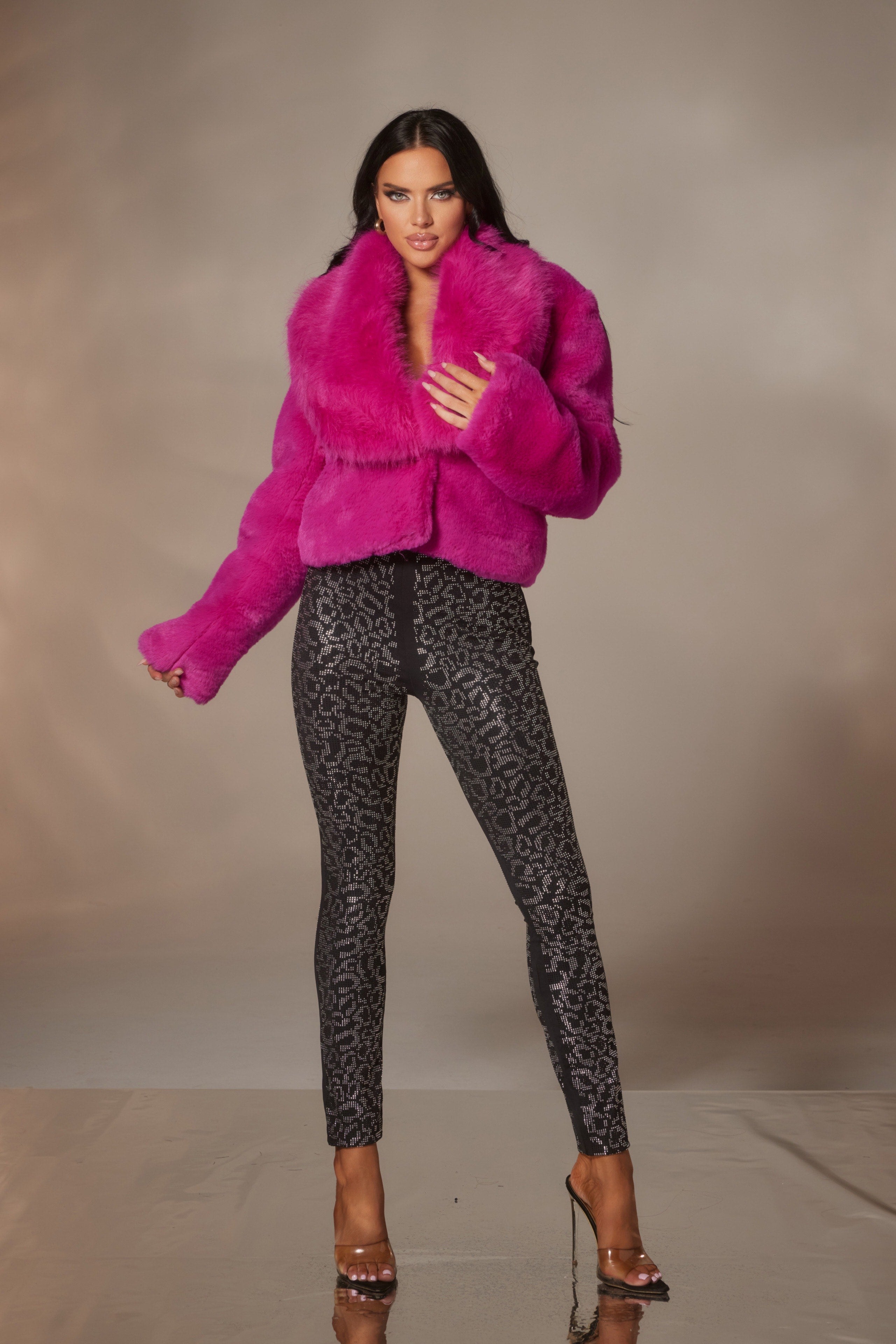 Rhinestone Animal Print Leggings