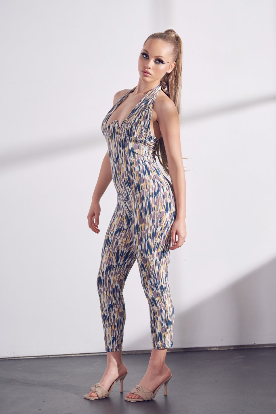 Printed Halter Jersey Jumpsuit